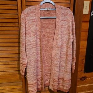 Woman Within Multicolor Open-Front Cardigan